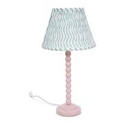 ValueLights | Rose Pink Bobbin Stem Table Lamp with Green Pleated Shade | Home Décor, Bedside & Desk Lamp