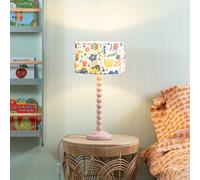 ValueLights Rose Pink Bobbin Stem Table Lamp With Jungle Drum Shade For Living Room Bedroom