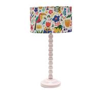 ValueLights | Rose Pink Bobbin Stem Table Lamp with Jungle Drum Shade | Home Décor, Bedside & Desk Lamp | Includes Bulb