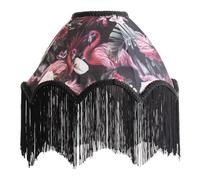 ValueLights | Rosette Scalloped Flamingo Fabric Classic Lamp Shade with Black Tassels | 300mm Shade Width