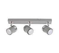 MiniSun | Modern 3 Way Adjustable Gloss Grey & Silver Chrome Straight Bar Ceiling Spotlight Fitting | Ceiling Lights & Home Improvements Essential | Mains Wired