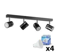 Valuelights Rosie Black Ceiling Bar Spotlight And Gu10 Spotlight Led 5W Cool White 6500K Bulbs