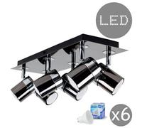 Valuelights Rosie Black Ceiling Bar Spotlight And Gu10 Spotlight Led 5W Cool White 6500K Bulbs