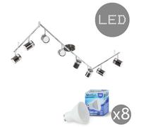 Valuelights Rosie Black Ceiling Bar Spotlight And Gu10 Spotlight Led 5W Warm White 3000K Bulbs