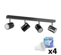 Valuelights Rosie Black Ceiling Bar Spotlight And Gu10 Spotlight Led 5W Warm White 3000K Bulbs