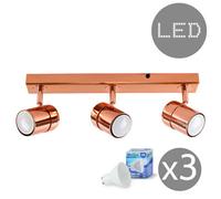 Valuelights Rosie Copper Ceiling Bar Spotlight And Gu10 Spotlight Led 5W Cool White 6500K Bulbs