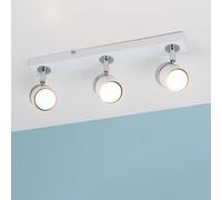 MiniSun | Modern 3 Way Gloss White & Chrome Straight Bar Ceiling Spotlight | Ceiling Lights & Home Improvements Essential | Mains Wired