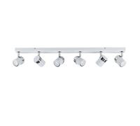 Valuelights Rosie Modern 6 Way Gloss White Chrome Straight Bar Ceiling Spotlight Fitting