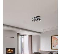 MiniSun | Modern Rectangular 6 Way Adjustable Ceiling Spotlight in a Black Chrome Finish | Ceiling Spots, Home Décor & Improvement Essential | Mains Wired