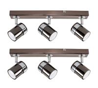 MiniSun | Modern 3 Way Black & Chrome Straight Bar Ceiling Spotlights | Ceiling Spots, Home Décor & Improvement Essential | Pair of 2 | Mains Wired