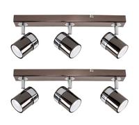 MiniSun | Modern 3 Way Black & Chrome Straight Bar Ceiling Spotlights | Ceiling Spots, Home Décor & Improvement Essential | Pair of 2