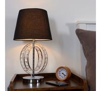 Valuelights Rothwell Chrome Acrylic Jewel Intertwined Double Hoop Design Table Lamp With Black Tapered Light Shade And Led Bulb