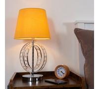 Valuelights Rothwell Chrome Acrylic Jewel Intertwined Double Hoop Design Table Lamp With Mustard Light Shade