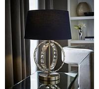 Valuelights Rothwell Chrome Acrylic Jewel Intertwined Double Hoop Design Table Lamp With Navy Light Shade