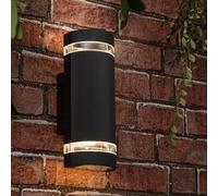 Valuelights Ryston Black Modern Aluminium Ribbed Glass Outdoor Wall Light