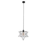 Valuelights Sadira Retro Matt Black Ceiling Pendant Light Fitting With Geometric Star Shade