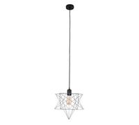Valuelights Sadira Retro Matt Black Ceiling Pendant Light Fitting With Grey Geometric Star Shade