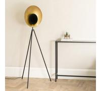 Valuelights Saffy Matt Black Metal Integrated Led Tripod Metallic Shade Floor Lamp