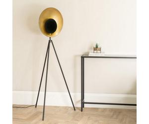 Valuelights Saffy Matt Black Metal Integrated Led Tripod Metallic Shade Floor Lamp