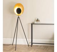 Saffy Metal Integrated LED Tripod Metallic Shade Floor Lamp ValueLights Black One Size