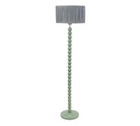 ValueLights | Sage Green Bobbin Stem Floor Lamp with Powder Blue Ruched Pleated Shade Living Room Lounge Light | Floor Lamps, Home Décor & Improvement Essential | Included LED Bulb
