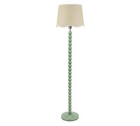 Bobbins Sage Green Floor Lamp with Linen Scallop White Trim Shade and LED Bulb ValueLights Pale Green One Size