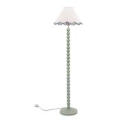 ValueLights | Sage Green Bobbin Stem Standing Floor Lamp with Blue Trim Scallop Shade | Floor Lamps & Torchieres, Home Décor & Improvement Essential | Includes Bulb