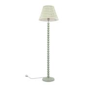 ValueLights Bobbins Sage Green Floor Lamp with Tapered Fabric Pleated Shade & LED Bulb in Pale Pink ValueLights Pale Pink