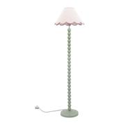 ValueLights | Sage Green Bobbin Stem Standing Floor Lamp with Pink Trim Scallop Shade | Floor Lamps & Torchieres, Home Décor & Improvement Essential