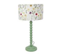 Bobbins Sage Green Table Lamp with Floral Embroidered Drum Lamp Shade ValueLights Pale Green One Size