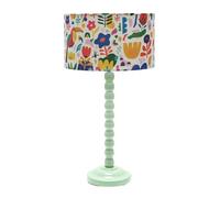 Bobbins Sage Green Table Lamp with Fabric Jungle Drum Lamp Shade with LED Bulb ValueLights Multi One Size