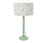 Bobbins Sage Green Table Lamp with Lemon Embroidered Drum Lamp Shade ValueLights Pale Green One Size