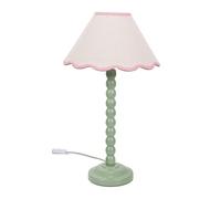 ValueLights | Sage Green Bobbin Stem Table Lamp with Pink Trim Scallop Shade | Home Décor, Bedside & Desk Lamp