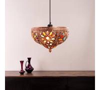 ValueLights | Moroccan Bazaar Style Bronze Uplighte Ceiling Light Easy Fit Pendant Shade with Multi Coloured Jewels Bulb Included | Shades & Home Improvements Essential | 34cm Shade Width