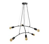 Valuelights Sandie Industrial 6 Way Black Suspended Cross Over Ceiling Pendant Light Fitting - Led Filament Bulbs In Warm White