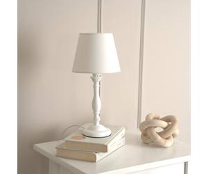 Valuelights Sara Traditional Candle Stick Table Lamp With Tapered Lamp Shade And Led Bulb In White White One Size