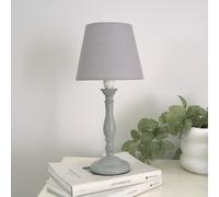 ValueLights | Grey Wood Candlestick Bedside Table Lamp with a Tapered Lampshade Living Room Bedroom Light | Table Lamps, Home Décor & Improvement Essential