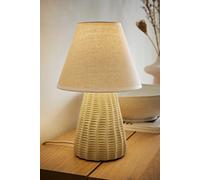 ValueLights Saskia Natural Textured Ceramic Table Lamp with Linen Tapered Lamp Shade in Cream ValueLights Cream