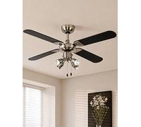 Valuelights Scimitar 42" 4 Blade Chrome & Black Ceiling Light Fan Black