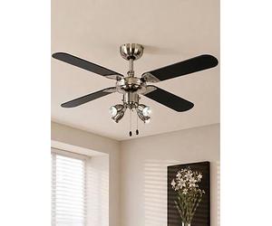 Valuelights Scimitar 42" 4 Blade Chrome & Black Ceiling Light Fan Black
