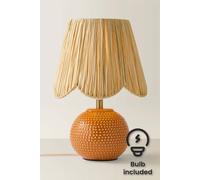 ValueLights | Peach Ceramic Table Lamp with Natural Raffia Lampshade Living Room Bedside Light - LED Bulb Included | Table Lamps & Home Improvements Essential