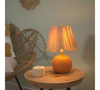 Valuelights Sebby Peach Ceramic Table Lamp With Natural Raffia Shade