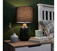 Valuelights Selma Modern Copper Caped Black Marble Effect Table Lamp With Black Drum Shade