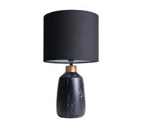 Valuelights Selma Modern Copper Caped Black Marble Effect Table Lamp With Black Drum Shade