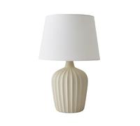ValueLights Serena Taper Shade Ribbed Beige Stone Table Lamp & Bulb