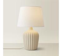 ValueLights | Serena Natural Tapered Linen Lamp Shade Ribbed Ceramic Beige Table Lamp | Table Lamps, Home Décor & Improvement Essential