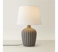 ValueLights Serena Natural Taper Shade Ribbed Grey Stone Table Lamp