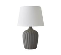 ValueLights | Serena Natural Tapered Linen Lamp Shade Ribbed Ceramic Grey Table Lamp with Bulb | Table Lamps, Home Décor & Improvement Essential | Light Bulb Included