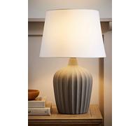 ValueLights Serena Natural Taper Shade Ribbed Grey Stone Table Lamp