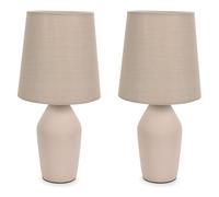 ValueLights | Set of 2 Coffee Ceramic Base Table Lamp with Tapered Fabric Lampshade Bedroom Bedside Light LED Bulbs Included | Table Lamps, Home Décor & Improvement Essential